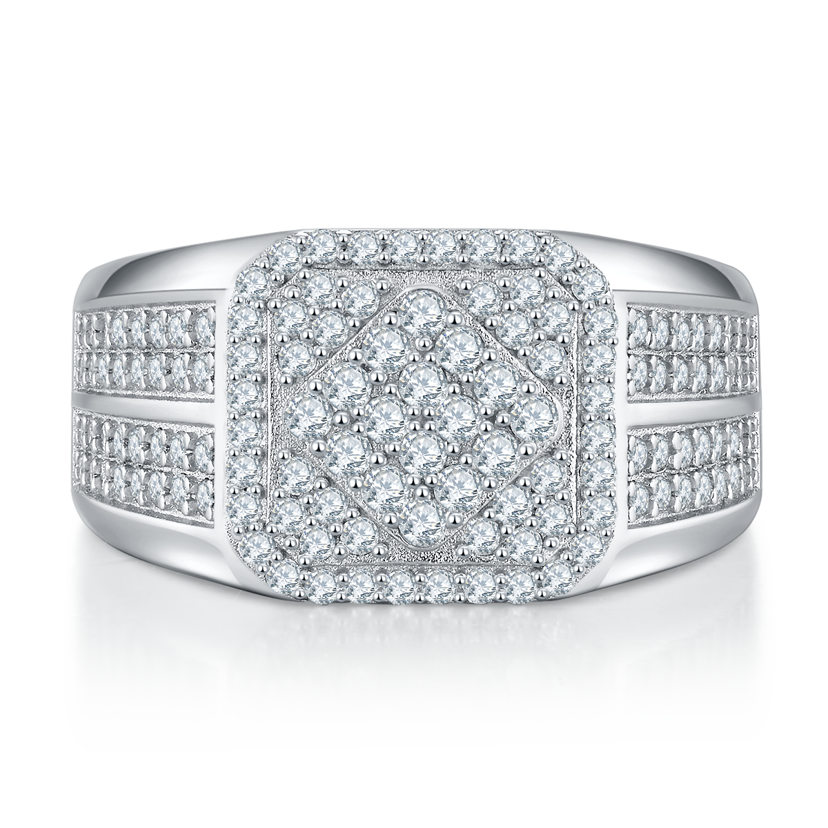 R6473 luxury setting S925 silver plated white gold Moissanite diamond men's ring, cherry stone D-grade 1.0 carat